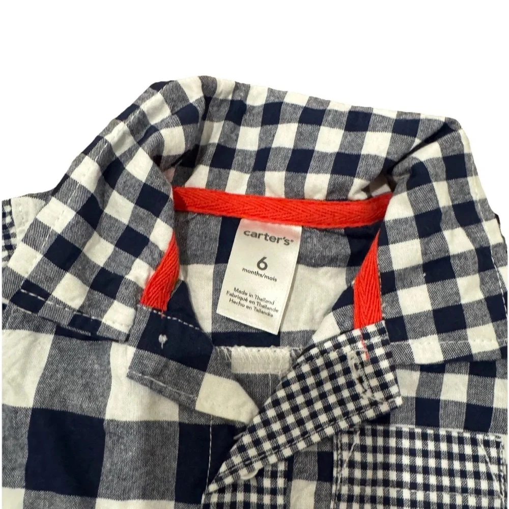 Carter's Blue and White Plaid Onesie‎